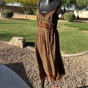 Dress barn brown and silk floral dress size 8